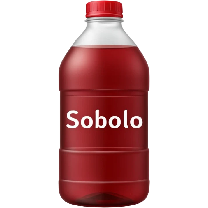 sobolo emoji (ghanain drink)  in a plastic bottle and make the juice dark red no face write sobolo on it emoji