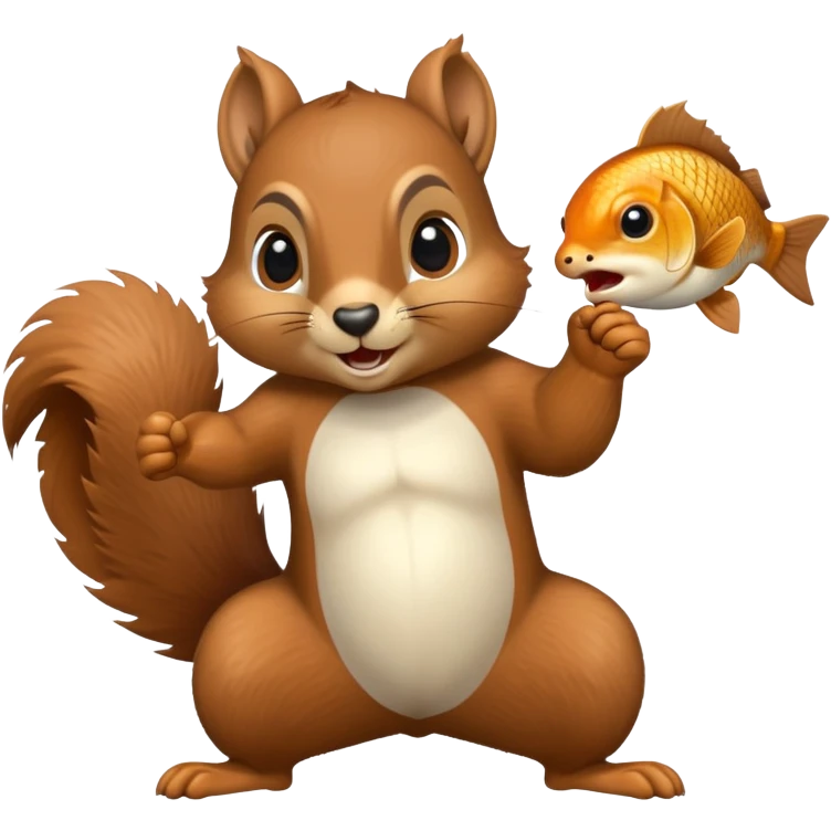 squirrel punching with a fish emoji