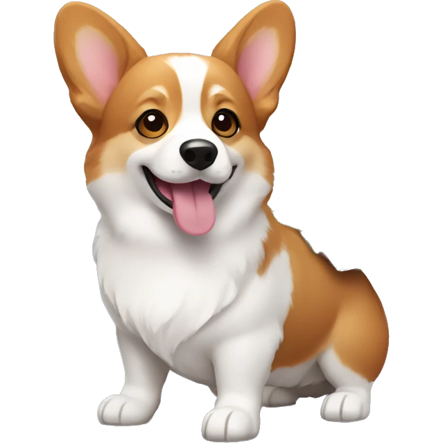 tricolor corgi with purchases emoji