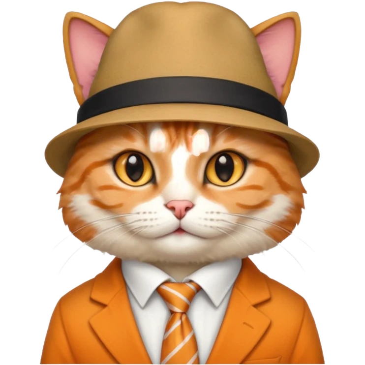 half body cat with ties and hat emoji