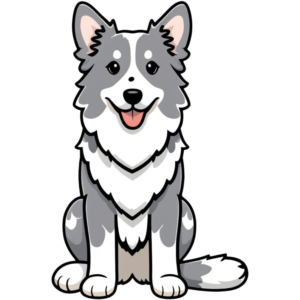 Grey spotted Merle Border Collie dog full body emoji