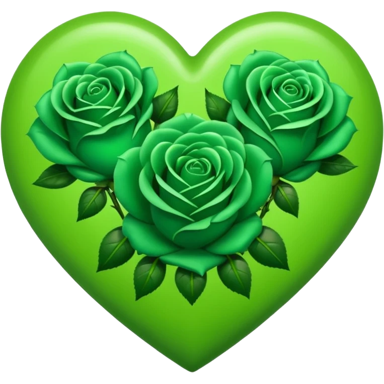 Green Heart with 3 green Roses  emoji