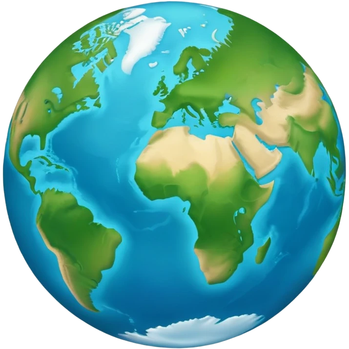 Earth globe with green continents clearly shaped to form the number 812 against blue oceans, iOS emoji style emoji