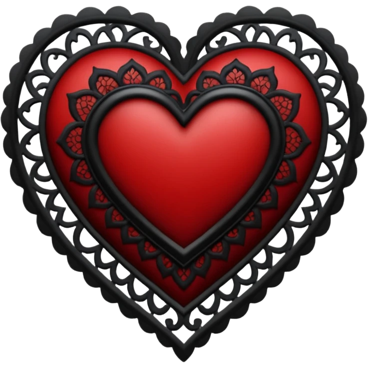 gothic style heart, deep red with black lace emoji