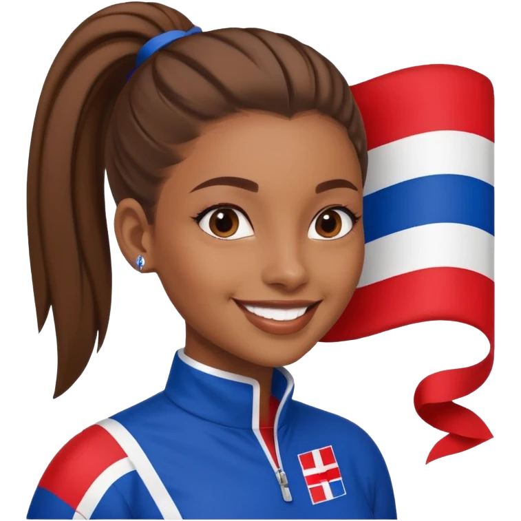 A brown skin girl with a slick ponytail and edges with a Dominican flag emoji
