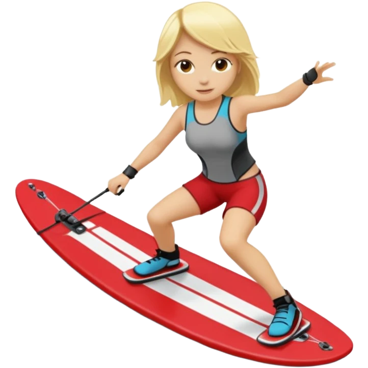 a blonde girl waleboarding on a red wakeboard  emoji