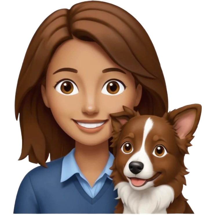 woman with border collie brown and white emoji