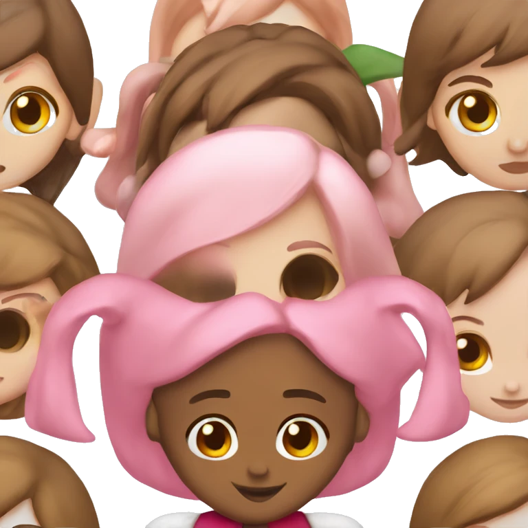  Girl Christmas elf pink short brown bob emoji