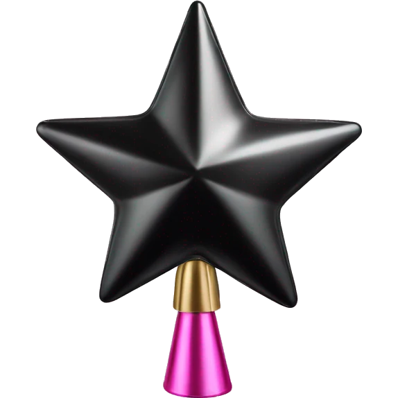 Realistic isolated black and pink metallic star christmas tree topper. emoji