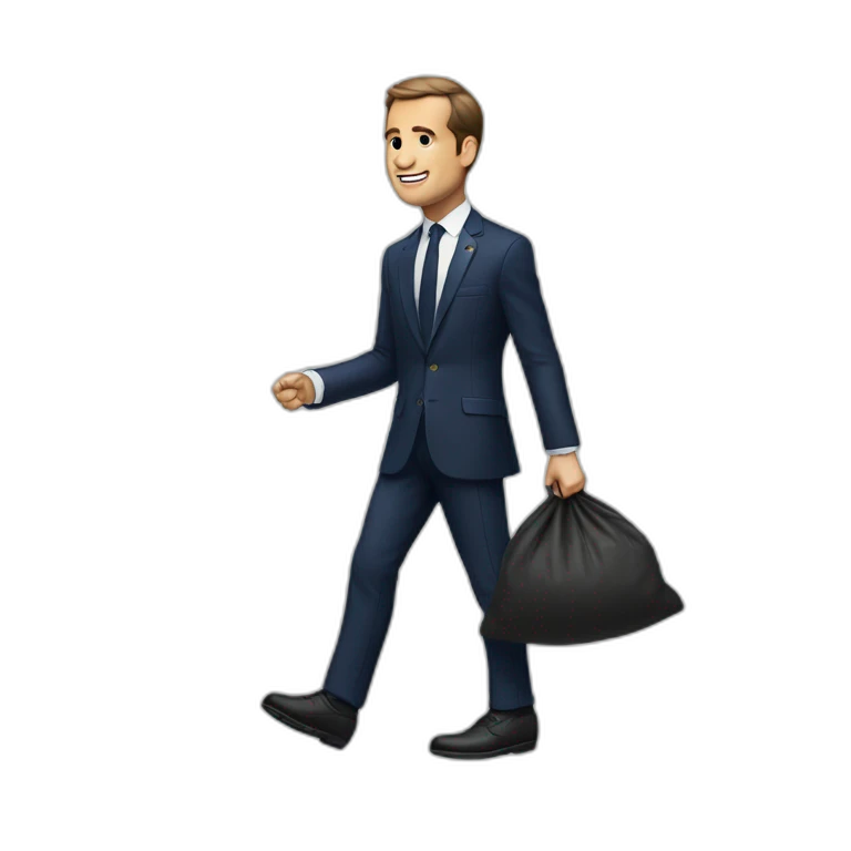 macron avec un sac poubelle emoji