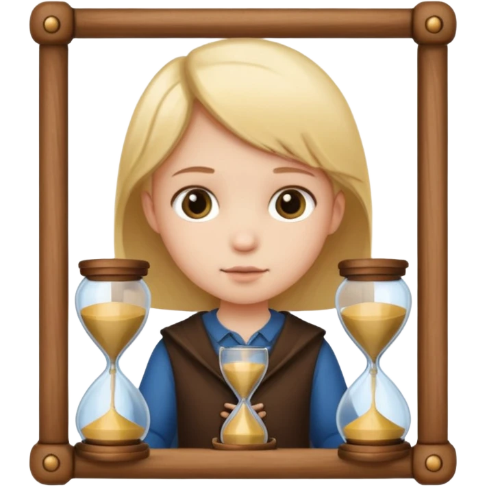 child holding hourglass in a  frame with no bg emoji
