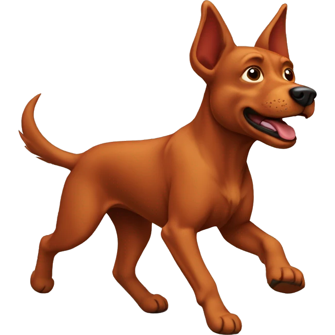 solid red dog with pointed ears running emoji