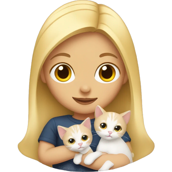 Woman with blonde hair holding kittens emoji