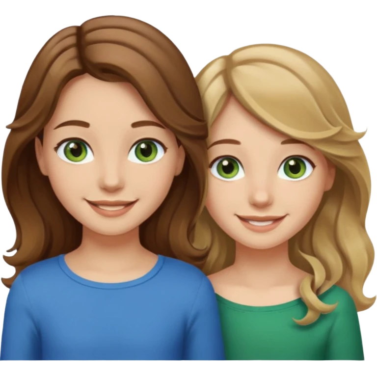 make me and my best friend togheter i have shoulder-lenght brown hair and light brown eyes and she has long wavy hair blonde/brown hair and green/blue eyes emoji