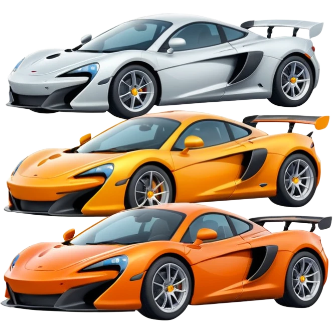 group of 4 sport cars, McLaren brand, emoji style emoji