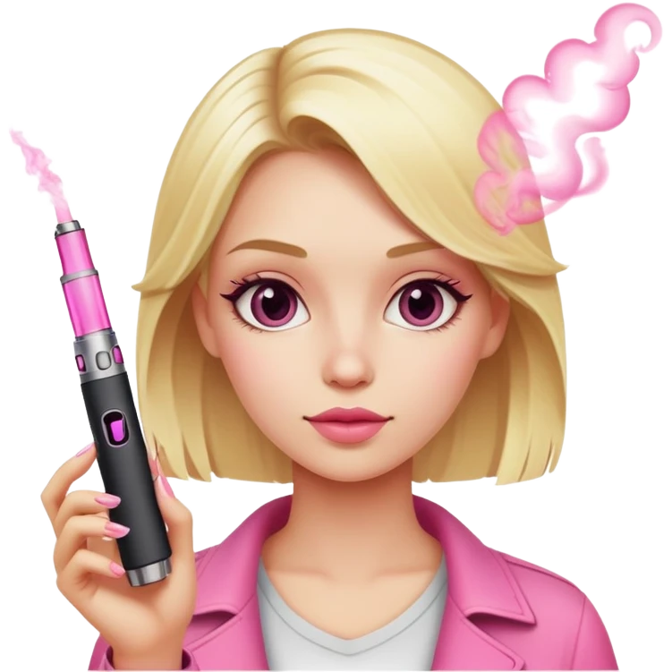 blond girl with a pink vape emoji