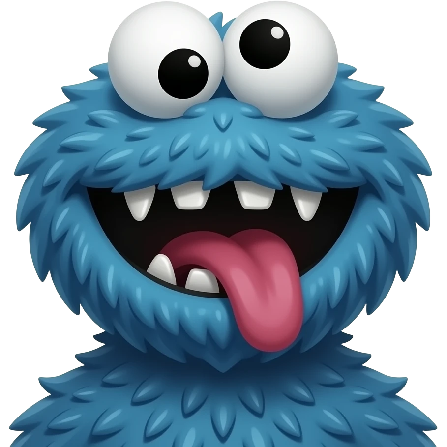 Boyfriend as a cheesecake monster similar to a cookie monster emoji