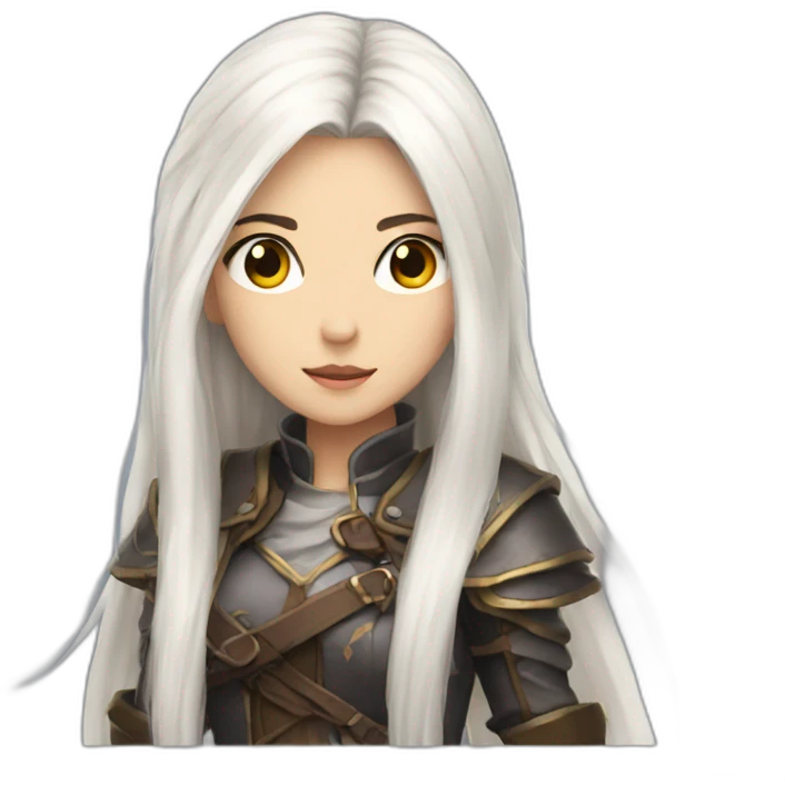 rpg girl with long straight white hair emoji
