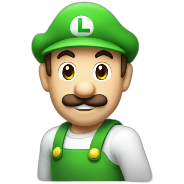Luigi with a big dumpy emoji