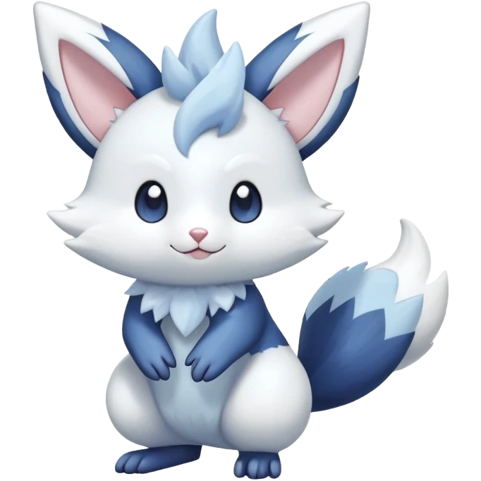 Shiny White Pastel Snowy Icy Sparkly Cute Furret-Meowstic-Zangoose-Hybrid (Full body) emoji