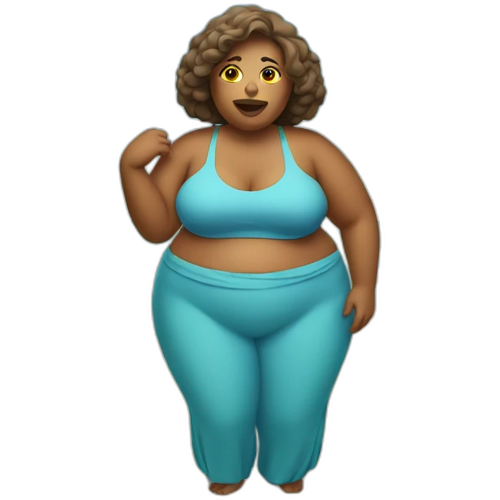 fat woman on beach emoji