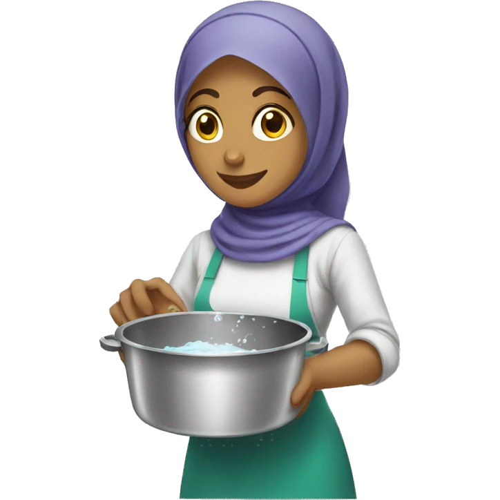 hijabi washing dishes emoji