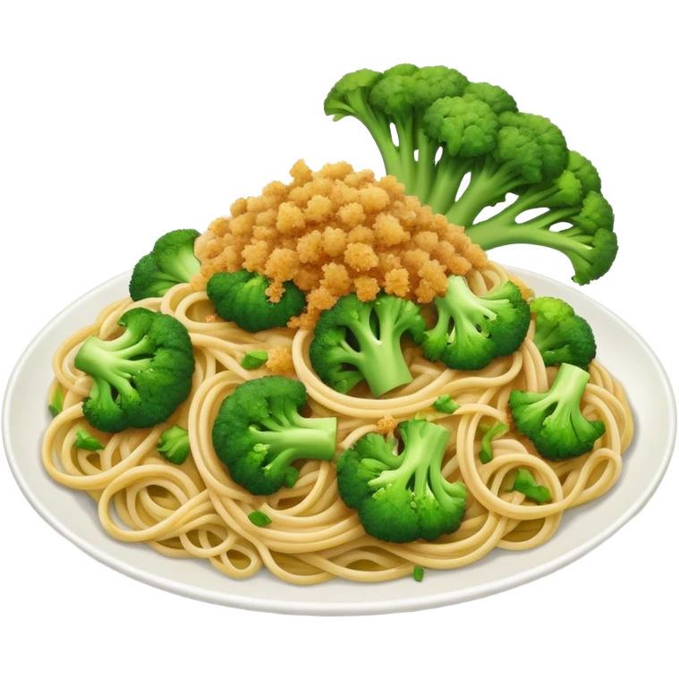 Broccoli and bread crumbs over spaghetti  emoji