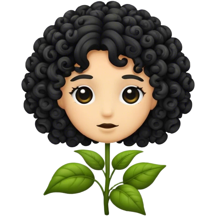 black flower with curly hair emoji