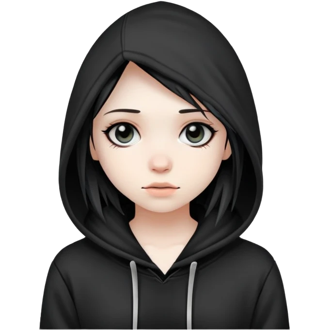 Emo girl with hoodie emoji