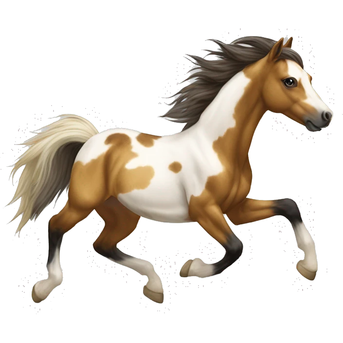Scruffy scarred scratched scratches scratch scars Piebald tricolor palomino yellow brown pony with dark brown spots galloping running emoji