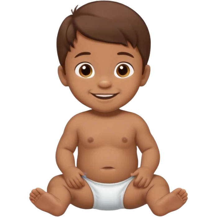 A 1 year old mexican baby boy with brown hair and in diaper emoji