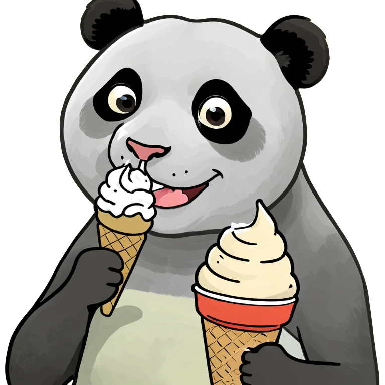 Panda eating ice cream emoji