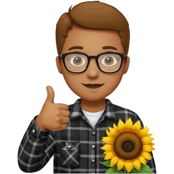 Make my biology teacher shes light brown, wears glasses, fat, all black flannel and sunflower shirt under and make her give 1 thumbs up emoji