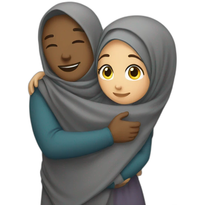 Hijab women and man hug  emoji