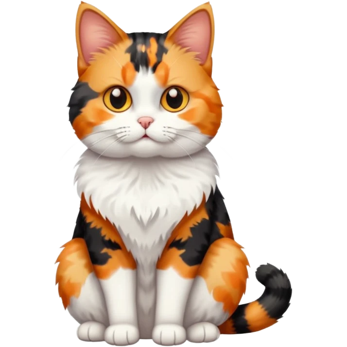 full body calico tabby cat with tiny head and fat body emoji