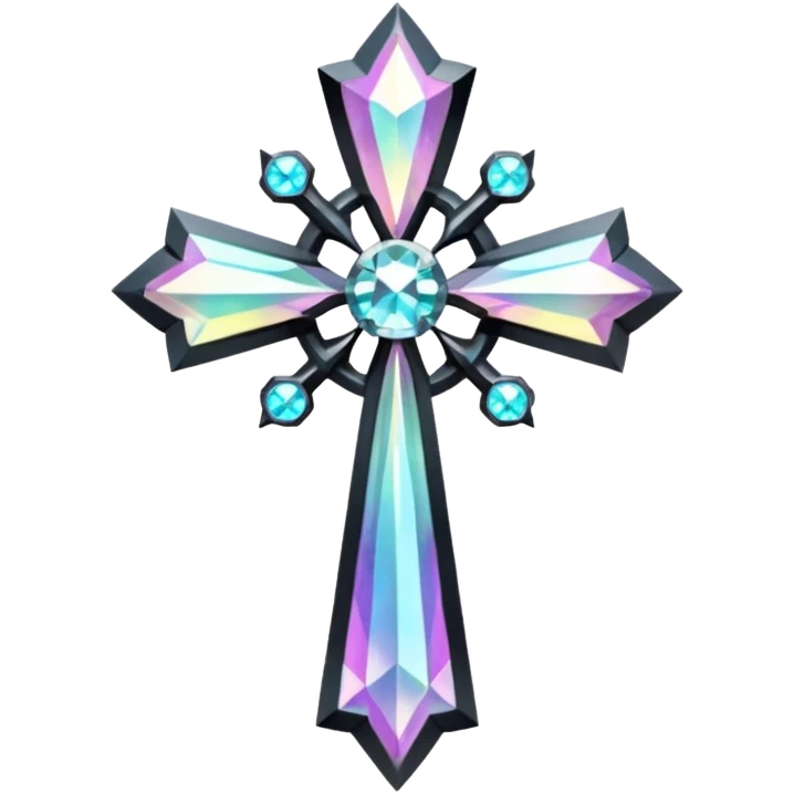 Gothic iridescent diamond cross emoji