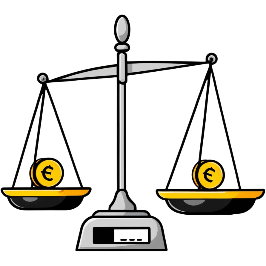 balance scale with euro symbols on the plates emoji