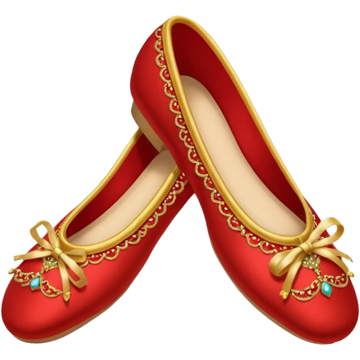 rococó zapatillas de ballet rojo con dorado emoji