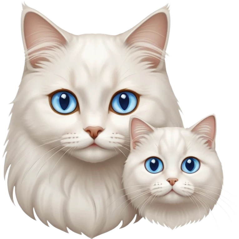 White British longhair cat blue eyes with brown eye girl emoji