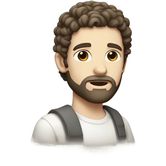 pale man with curly short dark brown hair and beard emoji