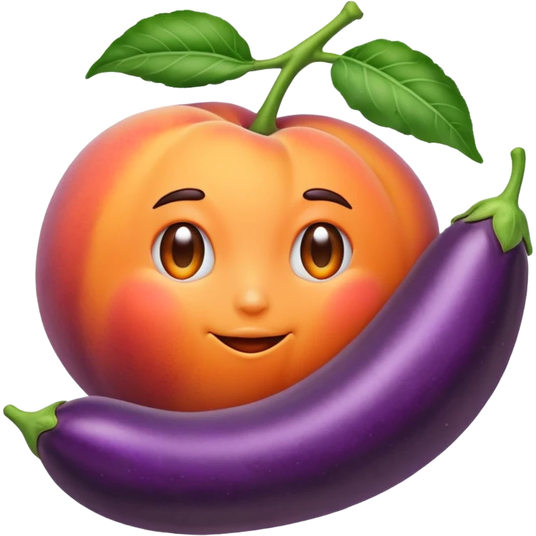 Peach sit on eggplant emoji