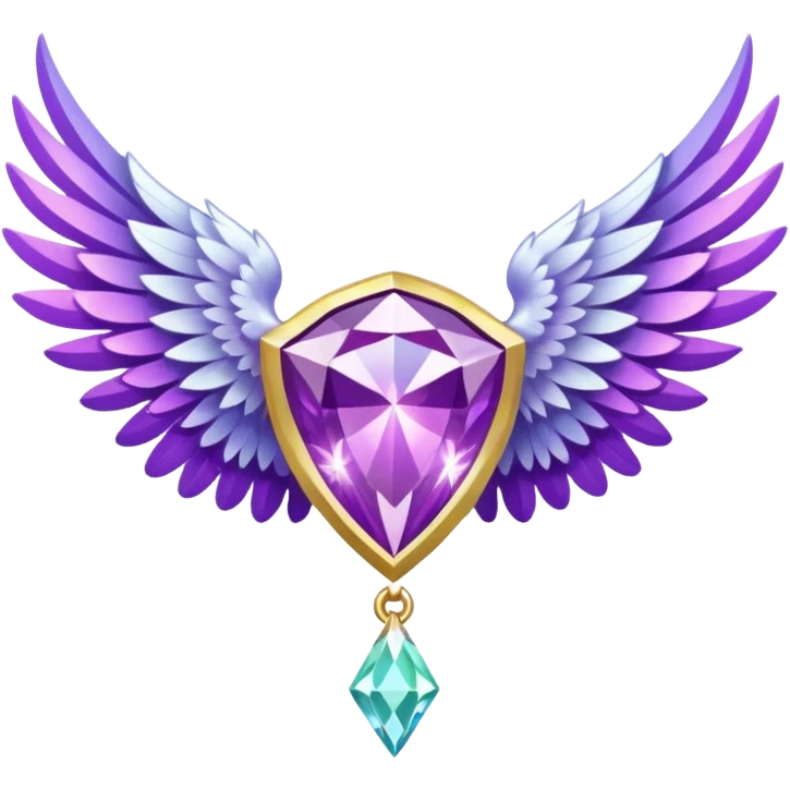 holy diamond emblem with white wings and purple diamond in the middle emoji
