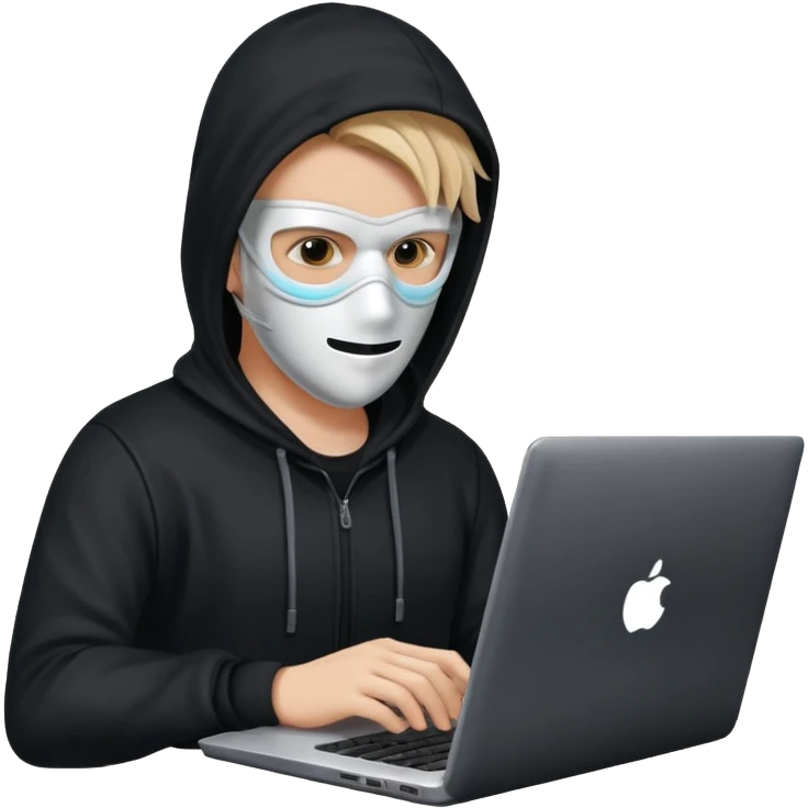hacker with mask using laptop emoji