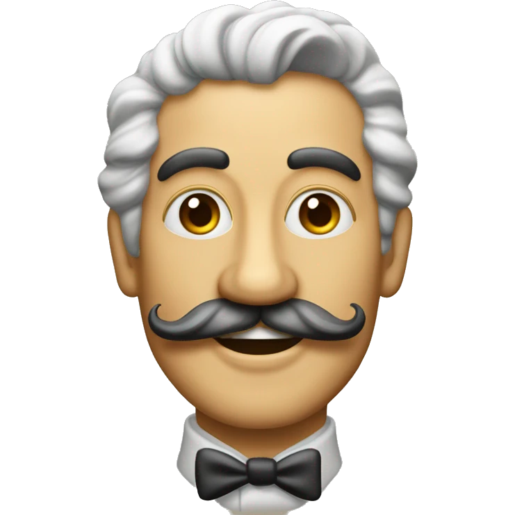 Hombre feliz pelo rodete y bigote estilo dali emoji