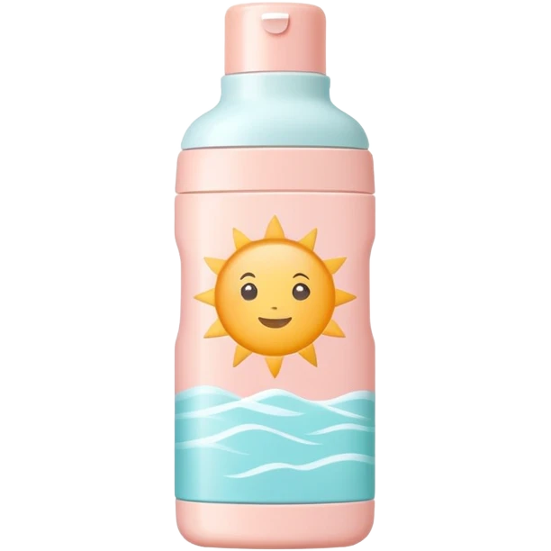 Sunscreen bottle with soft pastel colors, not bright emoji