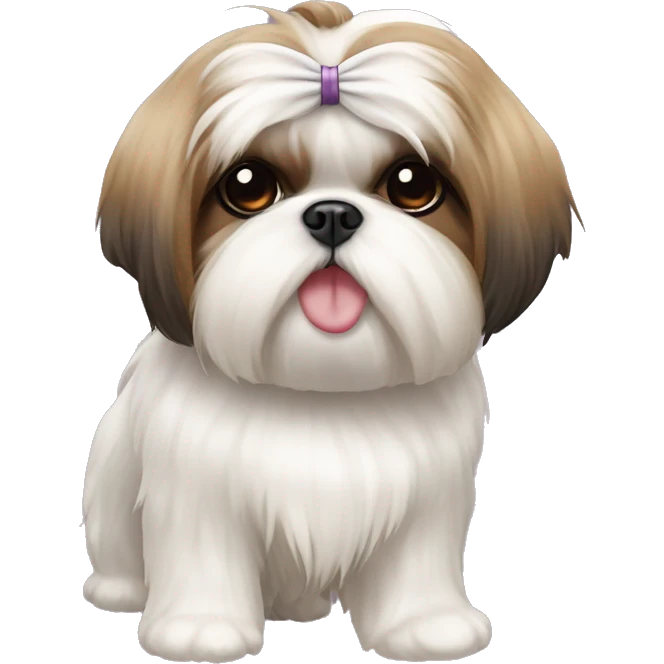 party color Shih Tzu with a topknot and bow emoji