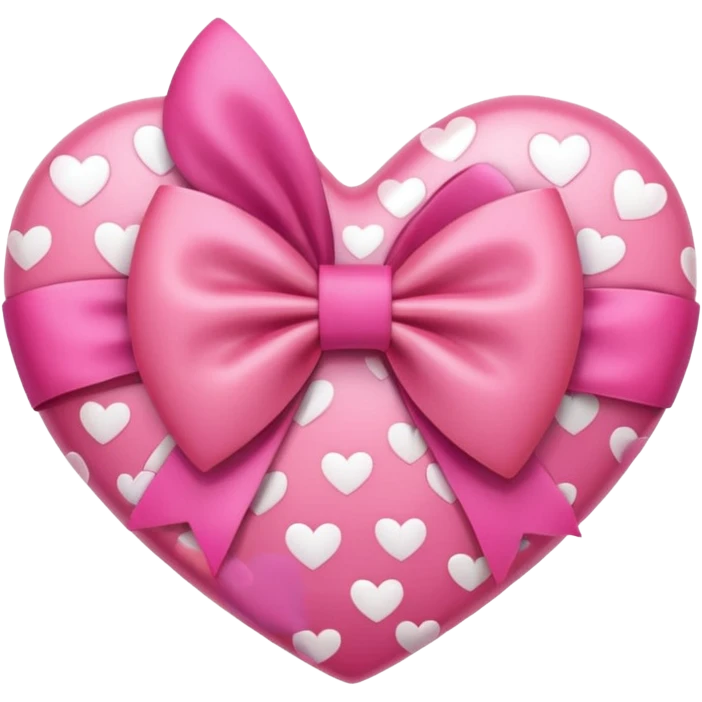 heart with a river, pink bow with heart pattern on the bow, apple emoji style emoji