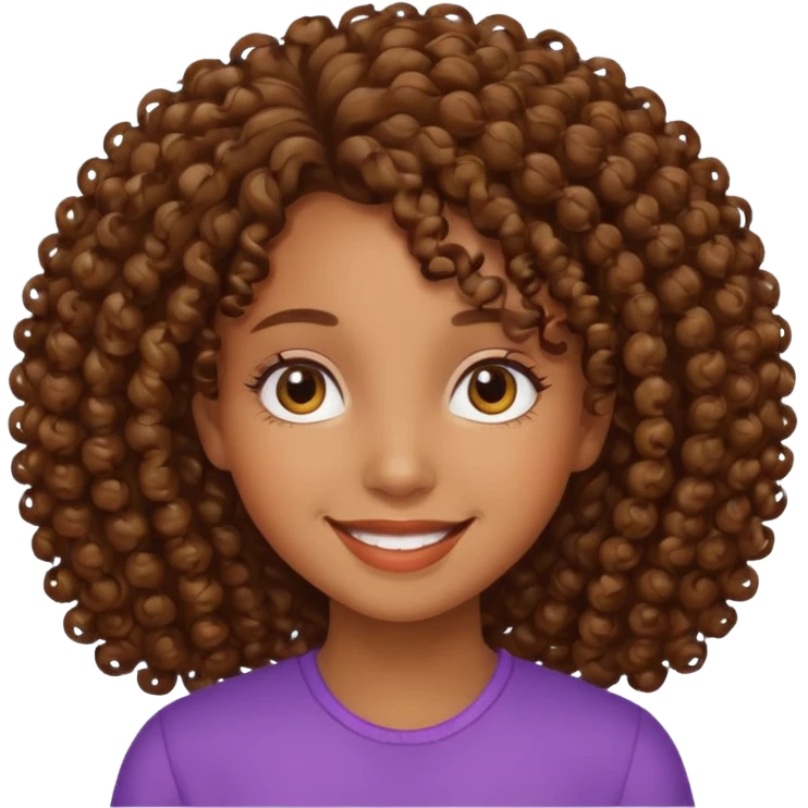 Una chica morena de cabello rizado emoji