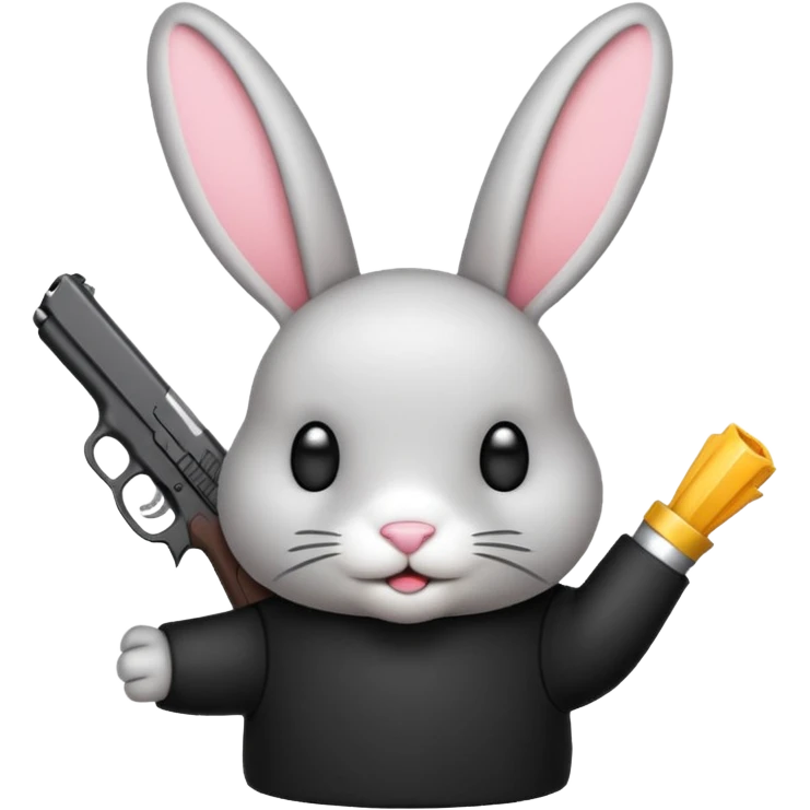 Crea un emoji de un conejo sosteniendo una glok realista de iPhone sosteniendo dos alas emoji