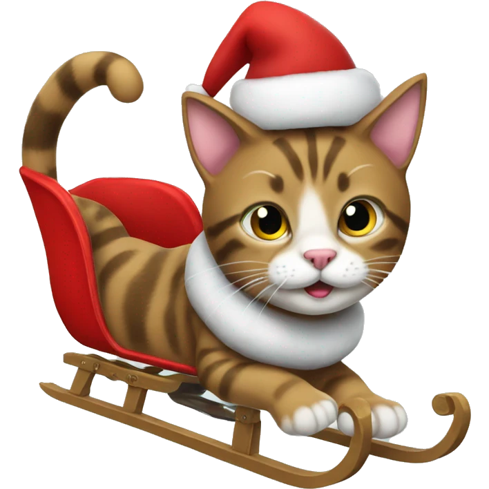 Cat on Santa sled emoji